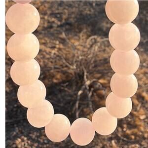 Certified Natural Hetian Jade Pink Nephrite Bead Bracelet